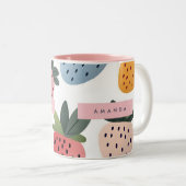 Personalisierte Niedliche Frucht Erdbeermuster Zweifarbige Tasse (VorderseiteRechts)