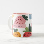 Personalisierte Niedliche Frucht Erdbeermuster Zweifarbige Tasse (Vorderseite Links)