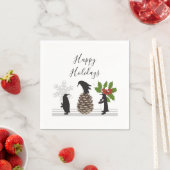 Personalisierte Niedliche Funny Pinguin Weihnachte Serviette (Beispiel)