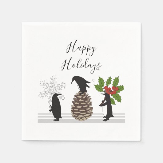 Personalisierte Niedliche Funny Pinguin Weihnachte Serviette (Vorderseite)