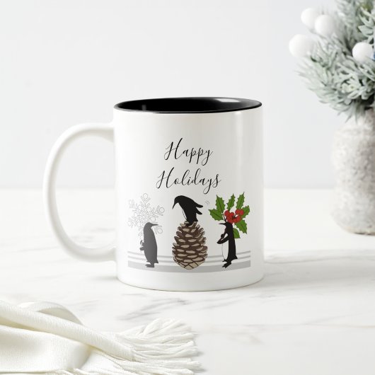 Personalisierte Niedliche Funny Pinguin Weihnachte Zweifarbige Tasse