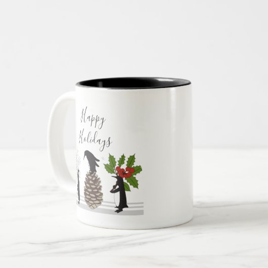 Personalisierte Niedliche Funny Pinguin Weihnachte Zweifarbige Tasse (Vorderseite Links)