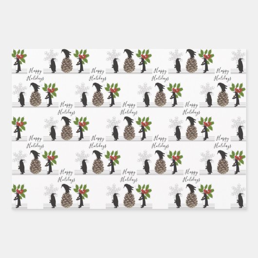 Personalisierte Niedliche Funny Pinguine Geschenkpapier Set (Vorderseite 3)