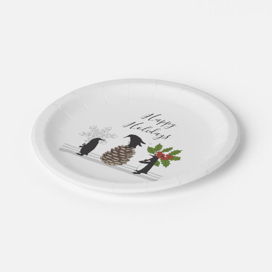 Personalisierte Niedliche Funny Pinguine Pappteller (Schrägansicht)