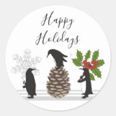 Personalisierte Niedliche Funny Pinguine Runder Aufkleber (Vorderseite)