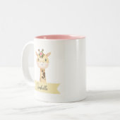 Personalisierte niedliche Giraffe Zweifarbige Tasse (Vorderseite Links)