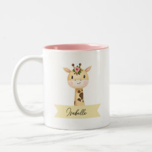 Personalisierte niedliche Giraffe Zweifarbige Tasse