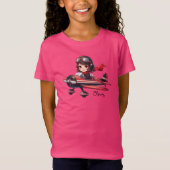 Personalisierte Niedliche Girl Flying Airplane Gir T-Shirt (Vorderseite)
