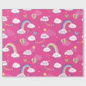 Personalisierte Niedliche Girl Pink Rainbow & Skie Geschenkpapier (Flach)