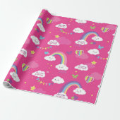 Personalisierte Niedliche Girl Pink Rainbow & Skie Geschenkpapier (Ungerollt)