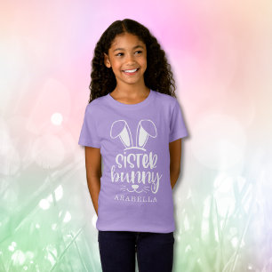 Personalisierte Niedliche Girl Sister Bunny Oster T-Shirt