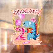 Personalisierte Niedliche Girly Dinosaur 2 Jahre G Fensteraufkleber (Blatt 2)