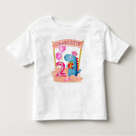 Personalisierte Niedliche Girly Dinosaur 2 Jahre G Kleinkind T-shirt