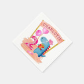 Personalisierte Niedliche Girly Dinosaur 2 Jahre G Serviette (Ecke)