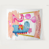 Personalisierte Niedliche Girly Dinosaur 2 Jahre G Wandteppich (Vorderseite (Horizontal))