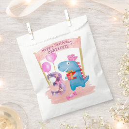 Personalisierte Niedliche Girly Dinosaur 3 Jahre G Geschenktütchen