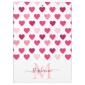 Personalisierte Niedliche Girly Pink Hearts Liebe Klemmbrett (Rückseite)