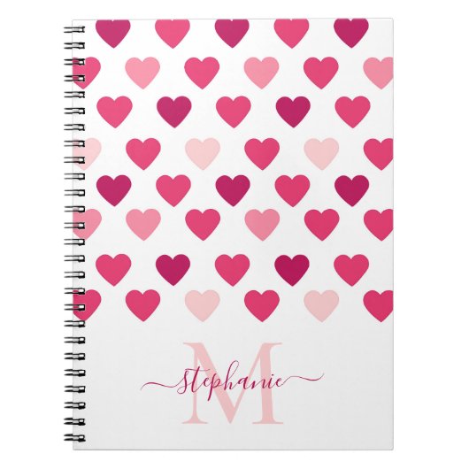Personalisierte Niedliche Girly Pink Hearts Liebe Notizblock (Vorderseite)