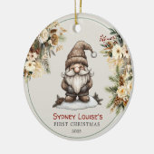 Personalisierte Niedliche Gnome Baby's First Chris Keramik Ornament (Links)
