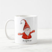 Personalisierte Niedliche Gnome Rote Weihnachtsnac Kaffeetasse (Links)