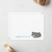 Personalisierte Niedliche Grau-Katze-Note-Karte Mitteilungskarte (Vorderseite/Rückseite Beispiel)
