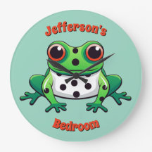 Personalisierte Niedliche Green Polka Dot Wall Uhr