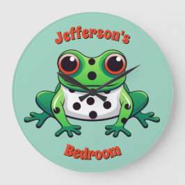 Personalisierte Niedliche Green Polka Dot Wall Uhr