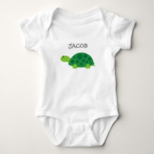 Personalisierte niedliche grüne Schildkröte Baby Strampler