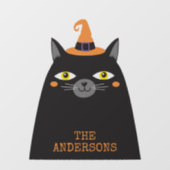 Personalisierte Niedliche Halloween-Schwarzkatze Fensteraufkleber (Blatt)