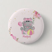Personalisierte Niedliche Hippo-Babydusche Button (Vorderseite)