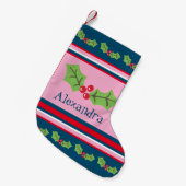 Personalisierte Niedliche Holly & Berries Kleiner Weihnachtsstrumpf (Vorderansicht (hängend))