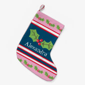 Personalisierte Niedliche Holly & Berries Kleiner Weihnachtsstrumpf (Vorderansicht (hängend))