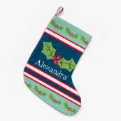 Personalisierte Niedliche Holly & Berries Kleiner Weihnachtsstrumpf (Vorderansicht (hängend))