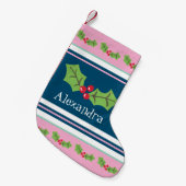 Personalisierte Niedliche Holly & Berries Kleiner Weihnachtsstrumpf (Vorderansicht (hängend))