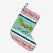 Personalisierte Niedliche Holly & Berries Kleiner Weihnachtsstrumpf (Vorderansicht (hängend))