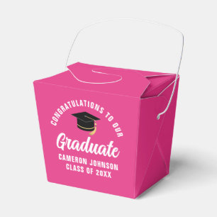 Personalisierte niedliche Hot-Pink-Graduierungspar Geschenkschachtel