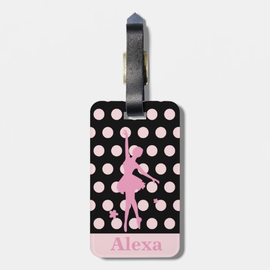 Personalisierte Niedliche hübsche Ballerina Polka Gepäckanhänger (Rückseite vertikal)