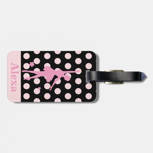 Personalisierte Niedliche hübsche Ballerina Polka Gepäckanhänger (Rückseite horizontal)