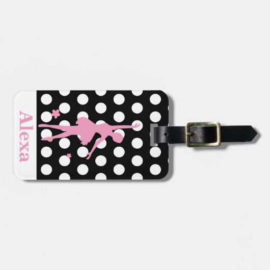 Personalisierte Niedliche hübsche Ballerina Polka Gepäckanhänger (Vorderseite horizontal)