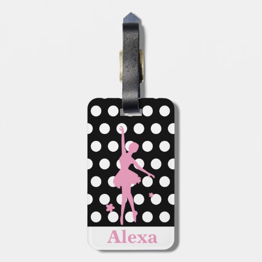 Personalisierte Niedliche hübsche Ballerina Polka Gepäckanhänger (Rückseite vertikal)