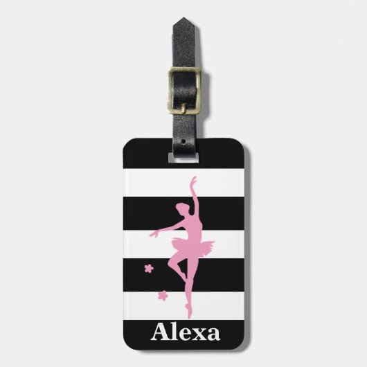 Personalisierte Niedliche hübsche Ballerina Streif Gepäckanhänger (Vorderseite vertikal)