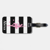 Personalisierte Niedliche hübsche Ballerina Streif Gepäckanhänger (Rückseite horizontal)