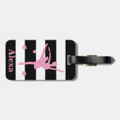 Personalisierte Niedliche hübsche Ballerina Streif Gepäckanhänger (Rückseite horizontal)