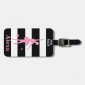 Personalisierte Niedliche hübsche Ballerina Streif Gepäckanhänger (Vorderseite horizontal)