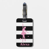 Personalisierte Niedliche hübsche Ballerina Streif Gepäckanhänger (Rückseite vertikal)
