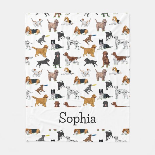 Personalisierte Niedliche Hunde - Illustrationsmus Fleecedecke (Vorderseite)