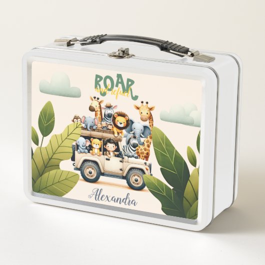 Personalisierte Niedliche Jungtiere Kinder Metall Brotdose (Vorderseite)