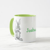 Personalisierte Niedliche KaninchenTasse mit grüne Tasse (Vorderseite Links)