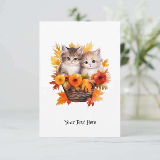 Personalisierte Niedliche Kätzchen Dankeskarte (Stehend Vorderseite)