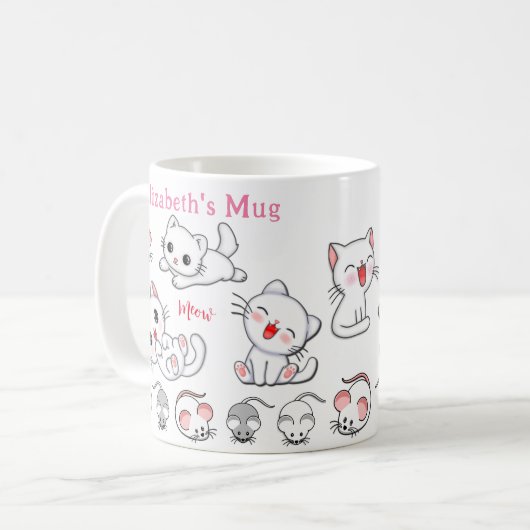Personalisierte Niedliche Kätzchen und Mice Kids-T Kaffeetasse (Vorderseite Links)